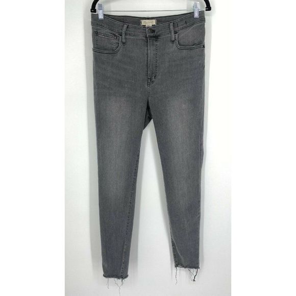 Madewell 10" High Rise Skinny Fit Jeans Women's Sz 30 Stretch Raw Hem Denim Gray - Picture 1 of 12